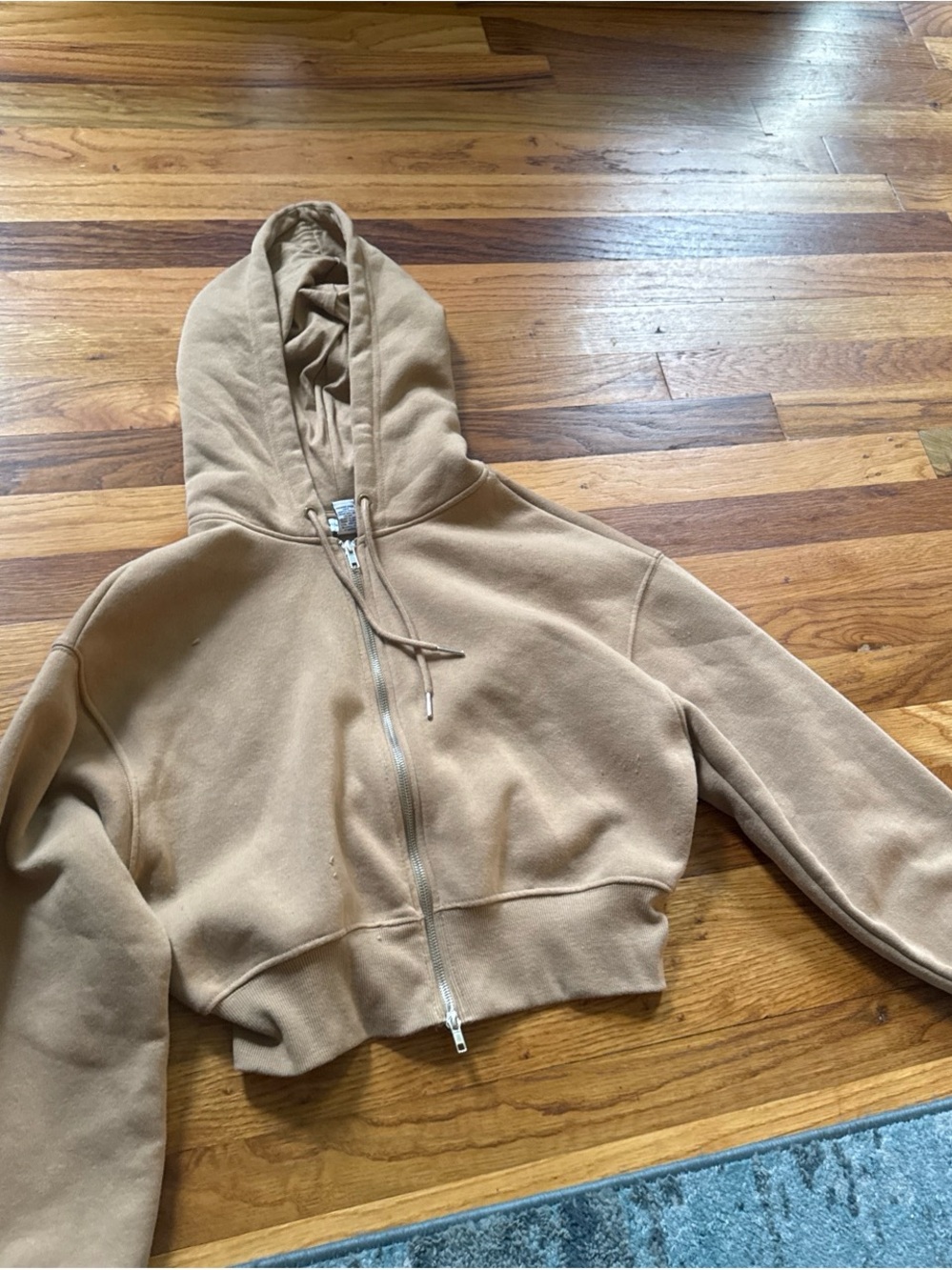 Liz Lange for Target Cropped Tan Hoodie Zip Jacket